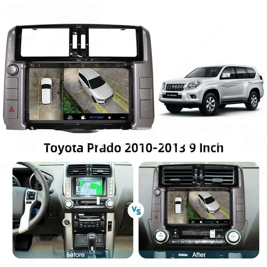 Штатная магнитола для Toyota Land Cruiser Prado 150 2009-2013 high (с поддержкой кругового обзора) Carmedia SF-9613-3-PH-9009